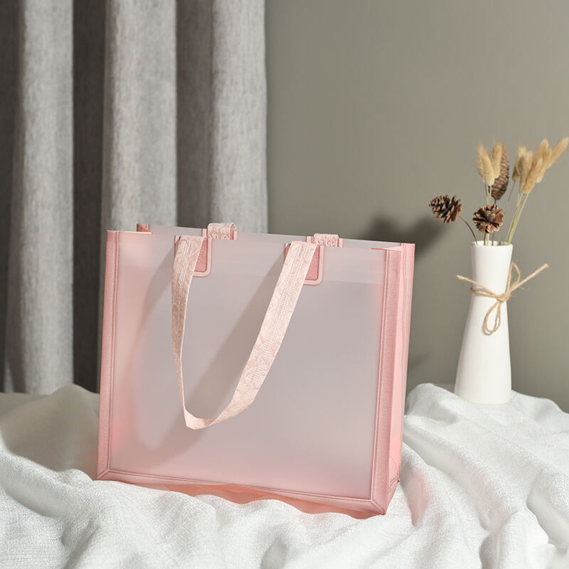 Pink Matt Plastic Shopping Tote Bag
