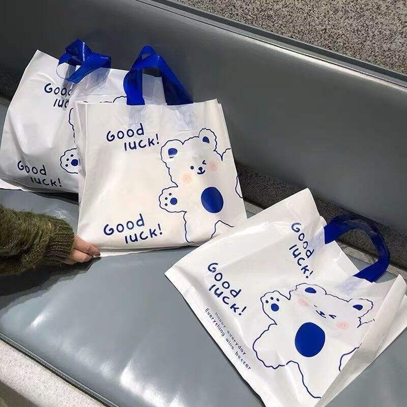 Transparent Green Loop Handle HDPE Plastic shopping Bag