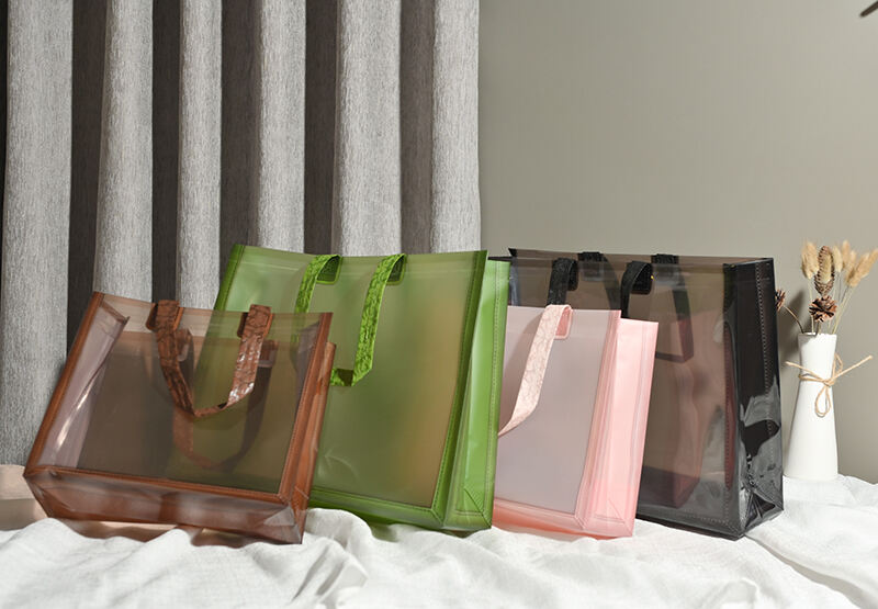 Pink Matt Plastic Shopping Tote Bag
