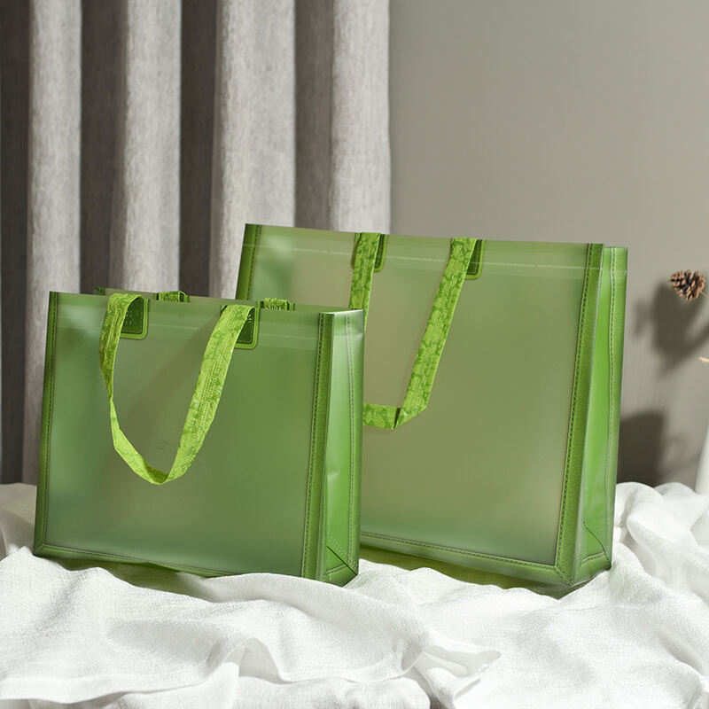 Green Matt Plastic Shopping Tote Bag