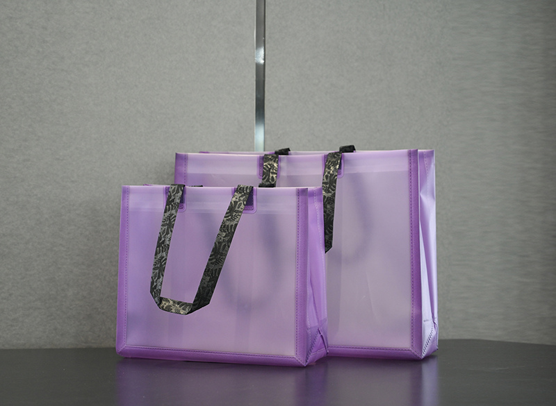 Purple And Black Plastic Shopping Handbags
