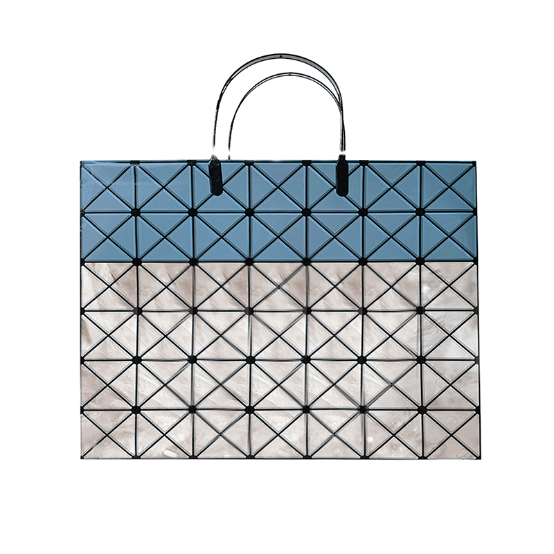 Diamond Pattern Blue Shopping Handle Tote Bag