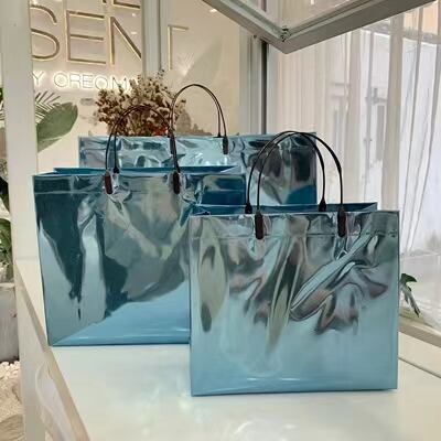 Melt Glitter Blue Shopping Handle Tote Bag 