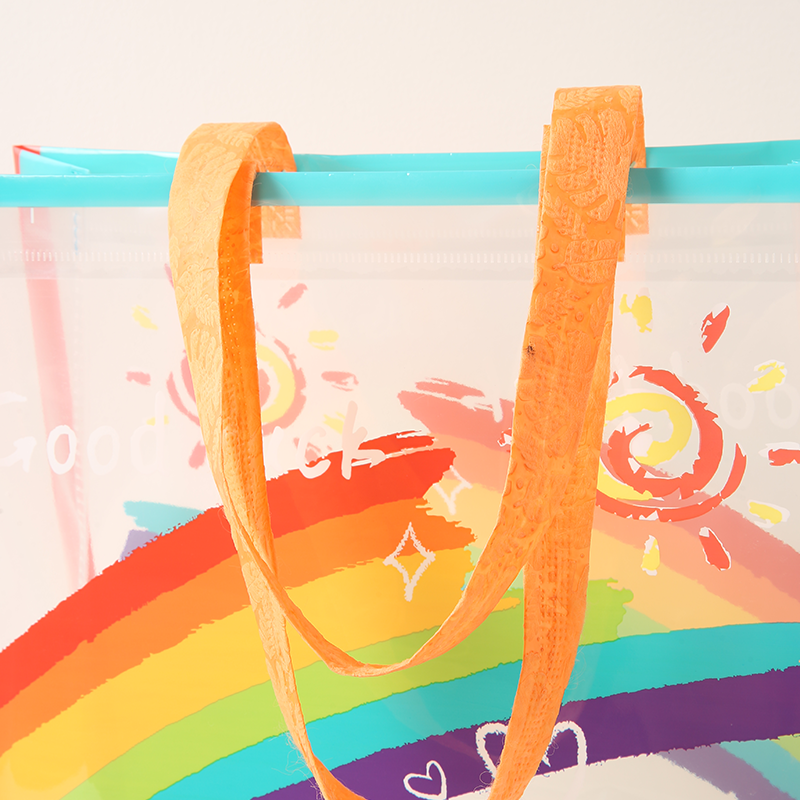 Rainbow Plastic Shopping Tote Bag 
