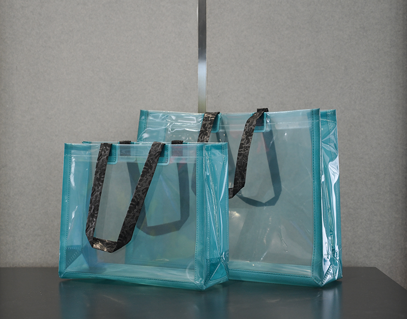 Blue And Purple Plastic Shopping Tote Bag