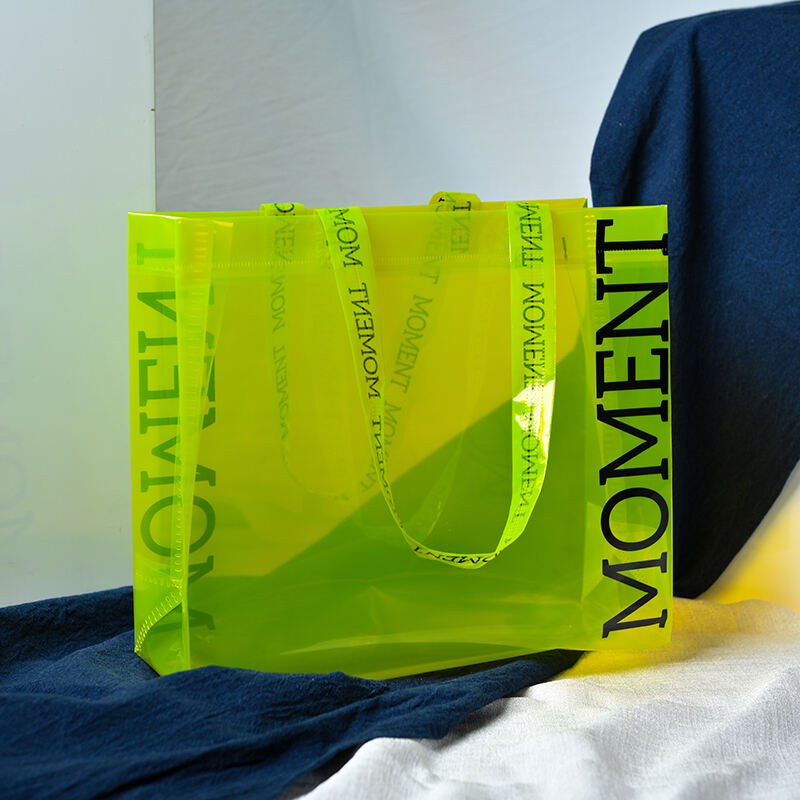 Yellow Plastic Shopping Tote Bag With Belts