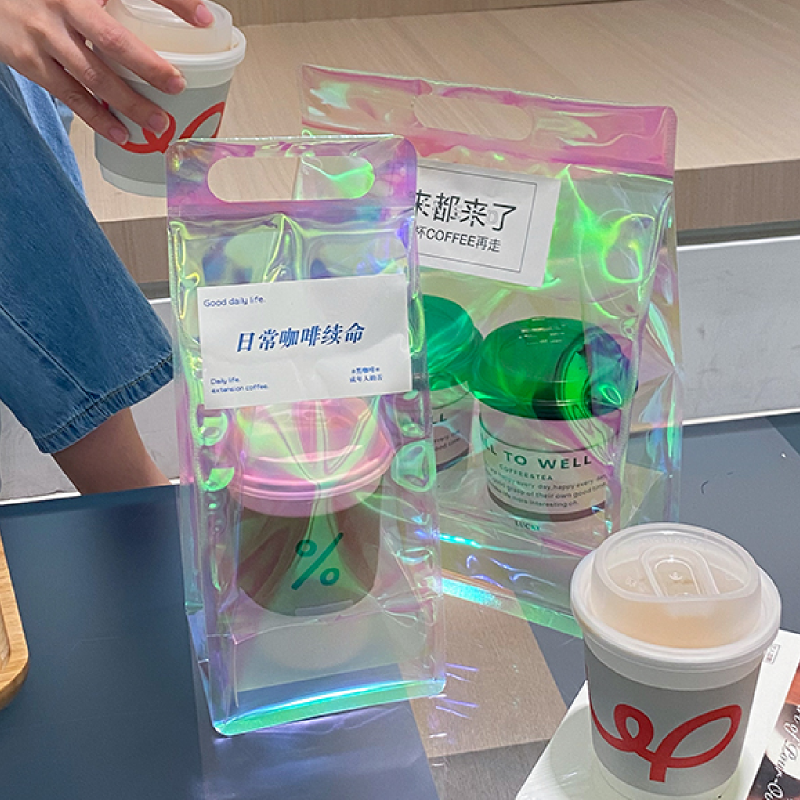 Rainbow Transparent Drink Take Away Bag