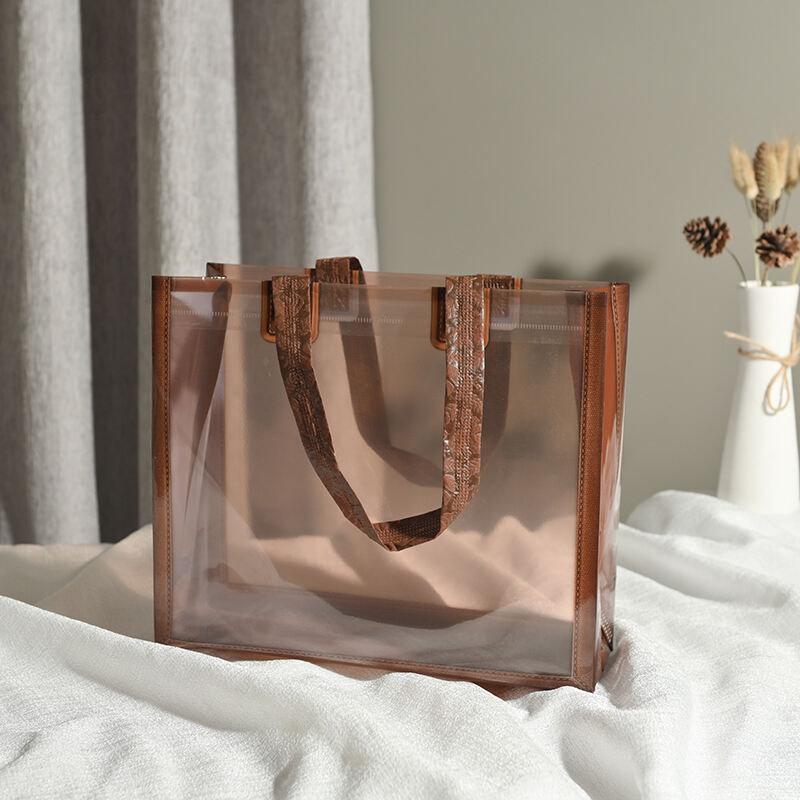 Coffee Transparent Plastic Shopping Tote Bag