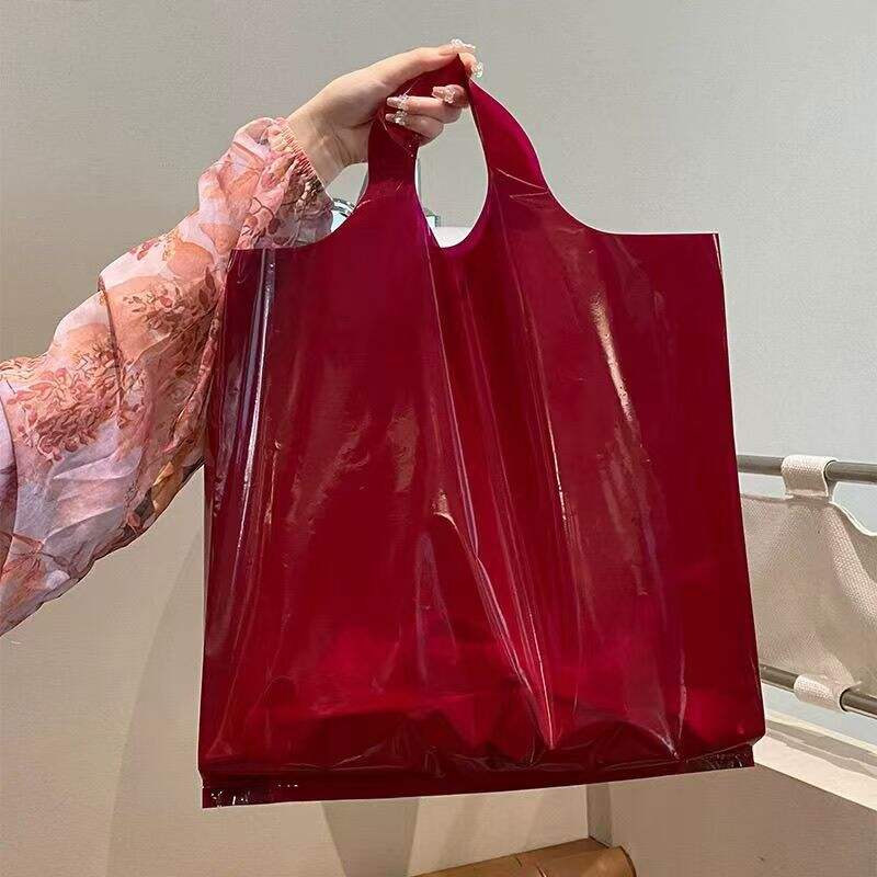 Rød udskåret håndtag LDPE plastik handlepose