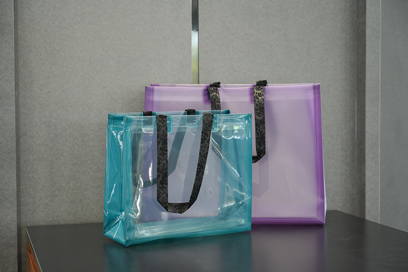 Blue And Purple Plastic Shopping Tote Bag