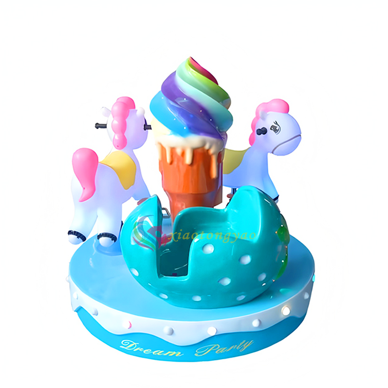 Fantasy Party - Rainbow Sweetener Three Person Mini Carousel Three people ride in circles together, childhood sweet dreams keep spinning