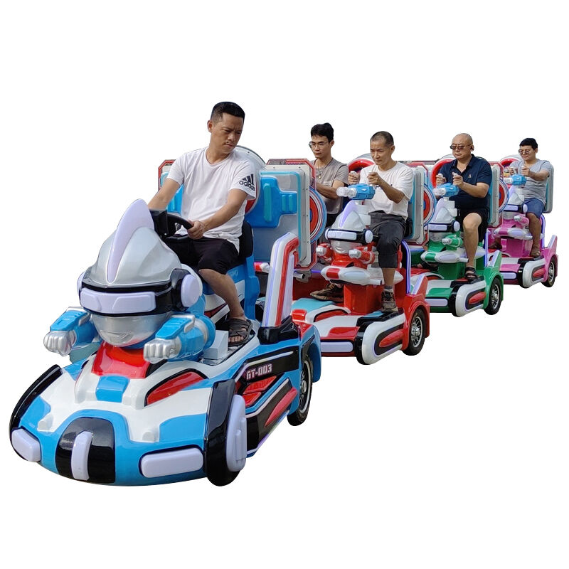 Trackless sightseeing train, immersive sci-fi themed amusement, starting a joyful journey for parents and children