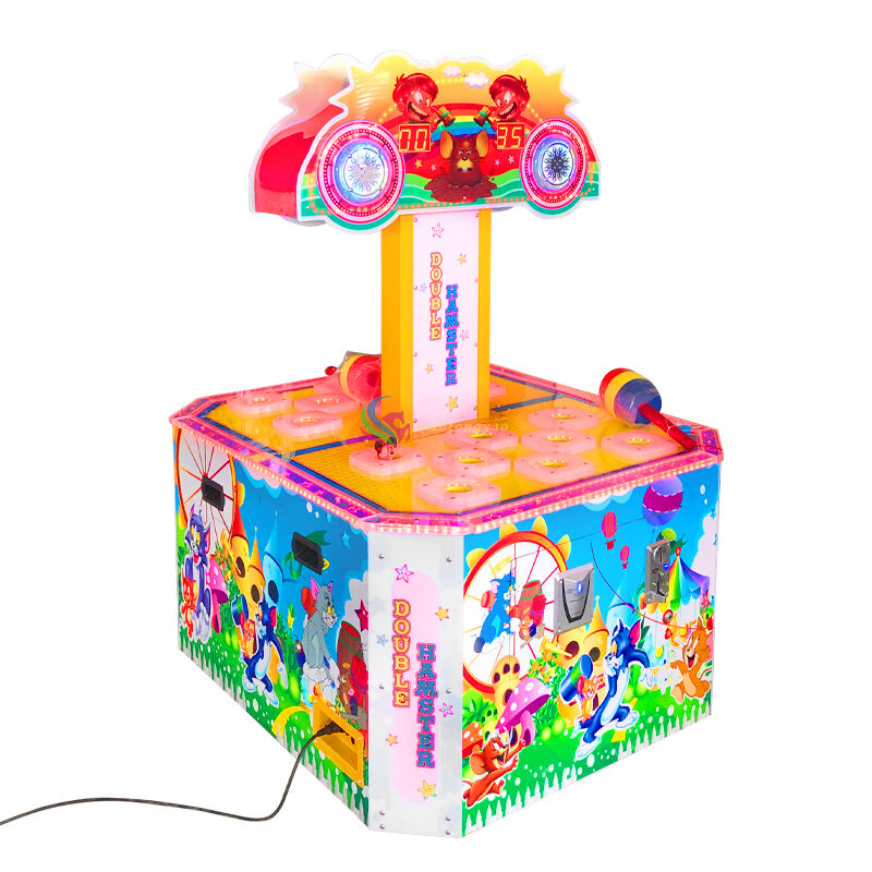 Two people happily playing groundhog Double Hammer Down, Hand Speed Competition, Cute and Fun Challenge, Winning Good Gifts!