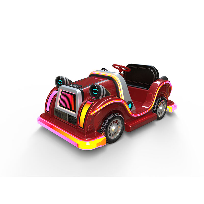 Factory direct sales, retro vintage car shaped fiberglass amusement vehicle, indoor and outdoor adult and child parent-child interactive square car, electric lighting music car