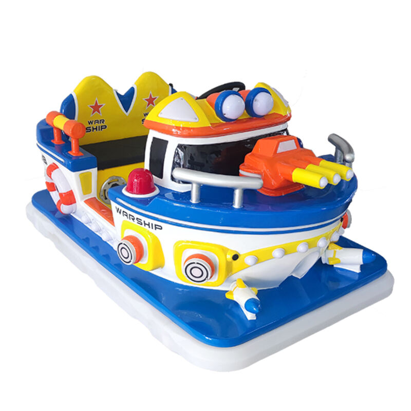 Factory direct sales, warship shaped fiberglass amusement vehicle, indoor and outdoor adult and child parent-child interactive square car, electric lighting and music car