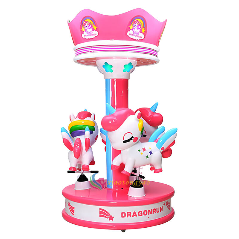 Rainbow Unicorn - Three Person Mini Carousel Riding a Unicorn, Embarking on a Dream Fairy Tale Journey