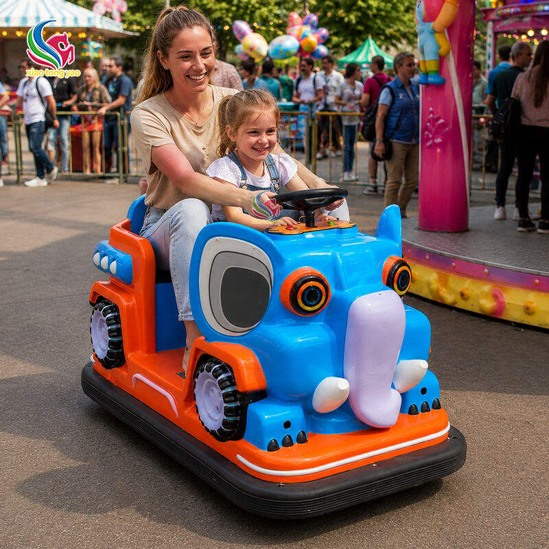 Kids Electric Elephant Bumper Car Battery Operated Double Seat Amusement Ride with LED Music for Mall Park Playground