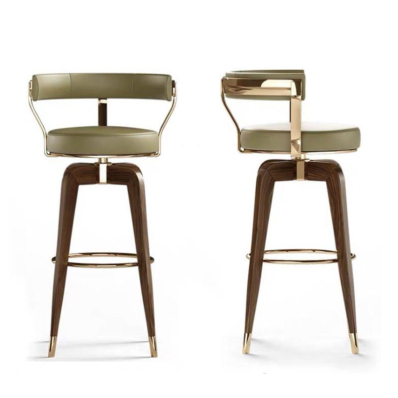 Nordic Style Minimalist Bar Chair Solid Wood High Foot with Italian Style Backrest Light Luxury for Modern Household Living Room