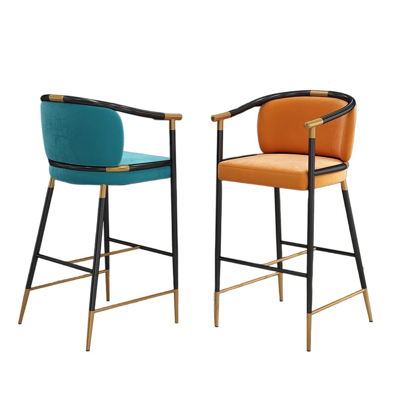 Modern Simple Chinese Bar Chair Luxury Household Design Light Leather Plastic Wood High Stool Water Backrest Kitchen Dining