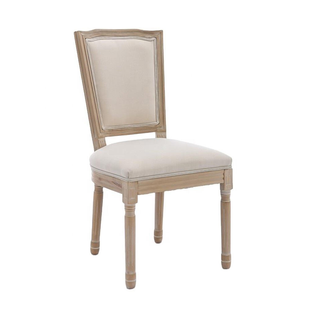 Kursi Makan Antik dengan Bingkai Kayu Birch Solid, Desain Retro Vintage, untuk Rumah, Kantor, Dapur, Kain Linen, Karet