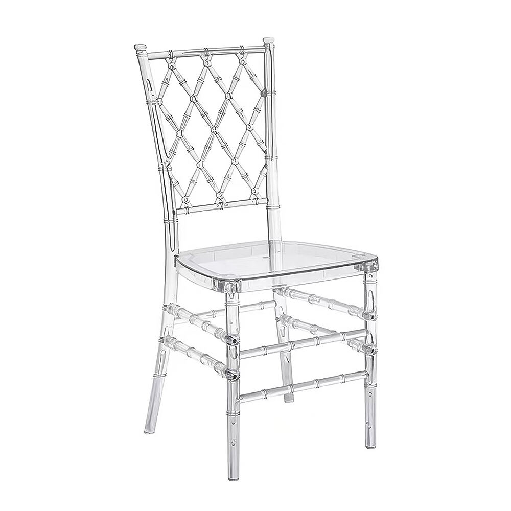 Moderne Helder Plastiek Harde Chivari Hotel Eetkamer Buitemuurs Banket Bar Meubels Groothandel Deursigtige Tiffany Troue Stoel Geleenthede