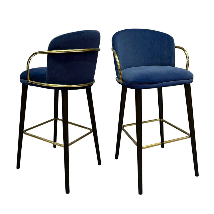 Luxury High Counter Stool Modern Gold Black Bar Furniture for Living Room Kitchen Dining Bedroom Outdoor Use Metal Frame