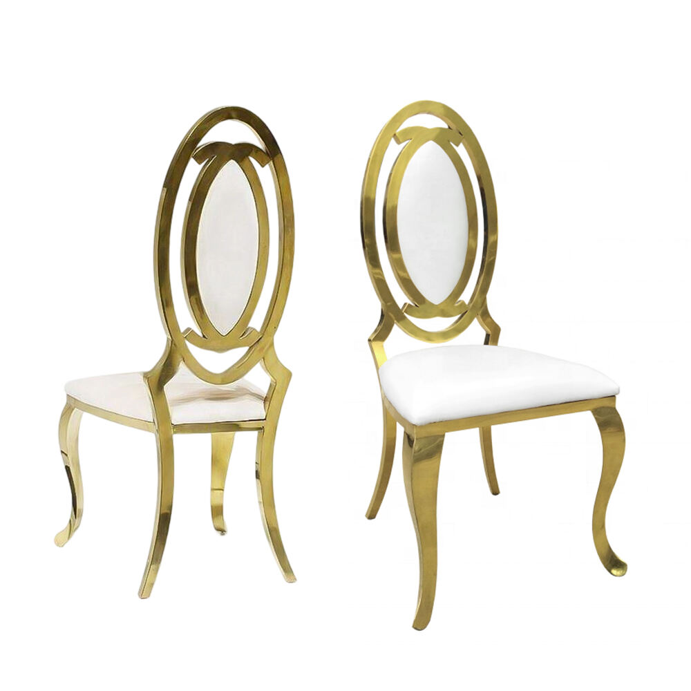 Сәнмен безендірілген гүлдің артындағы стилді тамақ ішу орындықтары, қазіргі заманғы болаттан жасалған алтын түсті үйлену орындығы, банкет залы, ылғал сыртқы қонақ үйлер, вилла, мерекелер