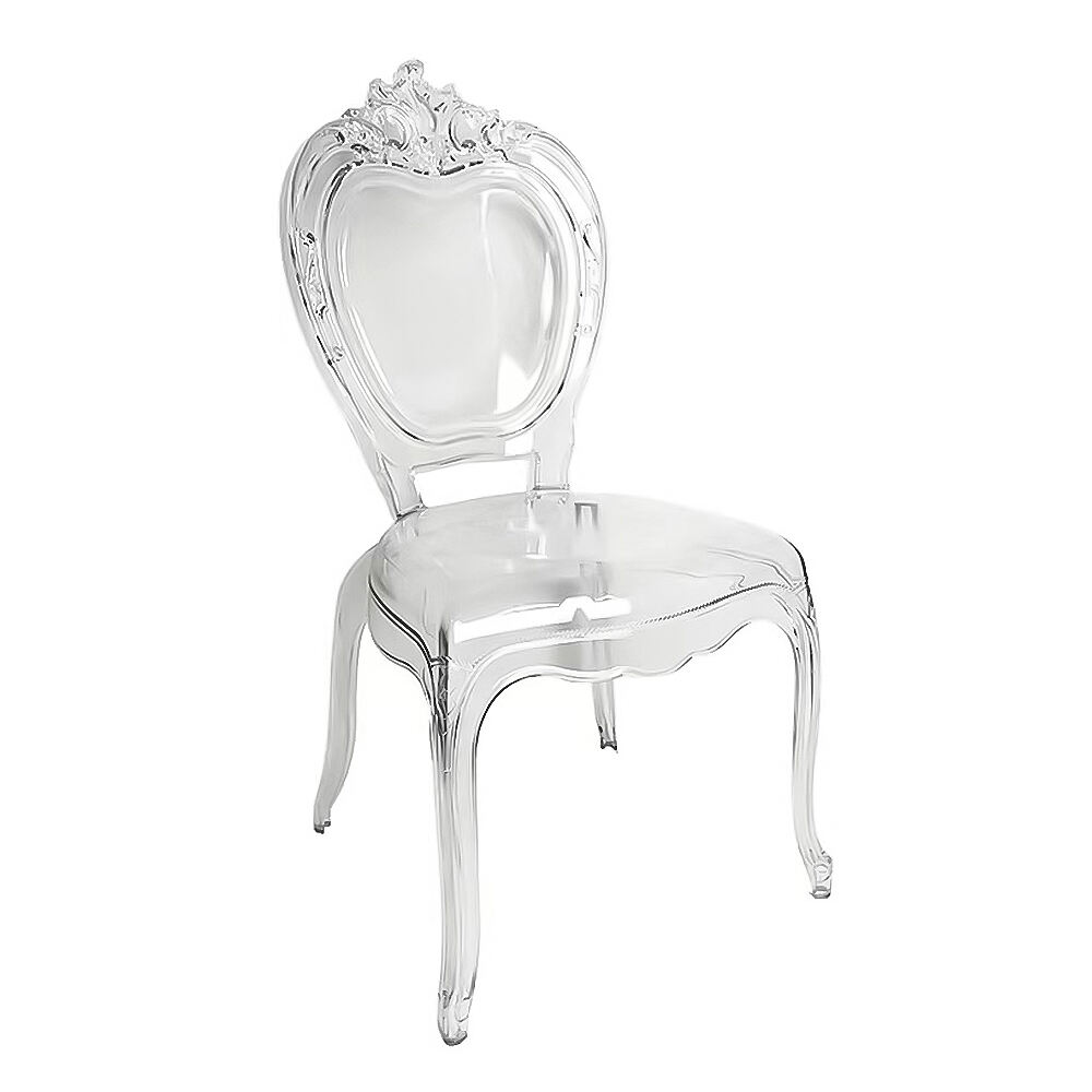 Deursigtige Helder Kristal Harde Akriliek Prinsesstoel vir Hotel Eetkamer Buitemuurs - Duurzaam Plastiek Materiaal