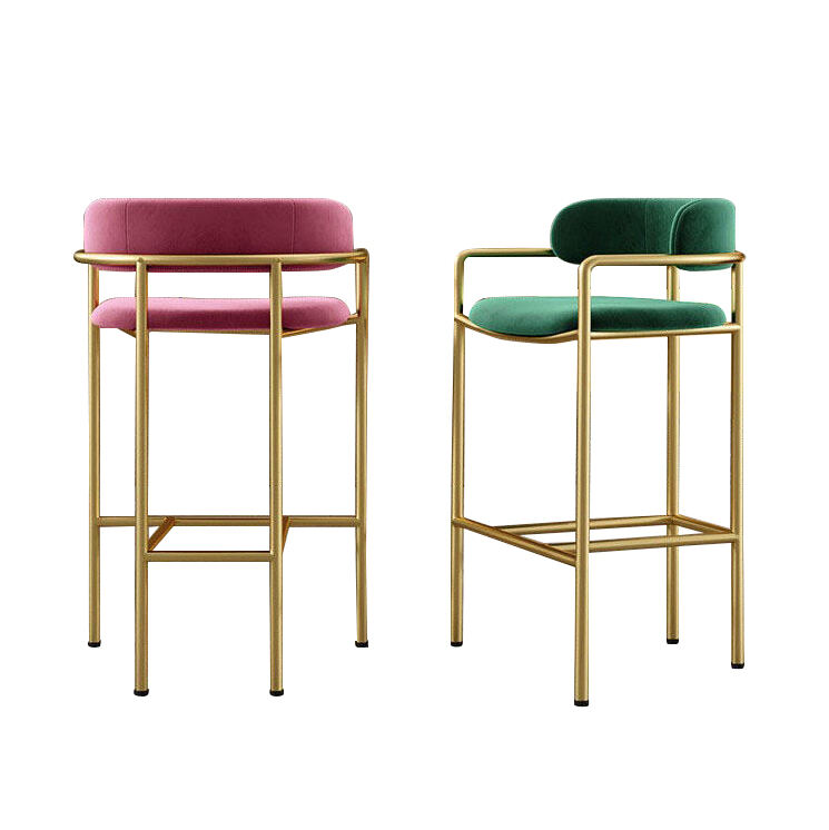 Light Luxury Modern Bar Chair with Iron Art All-Match Leather for Cafe Milk Tea Shop Leisure Backrest for Dining and Leisure