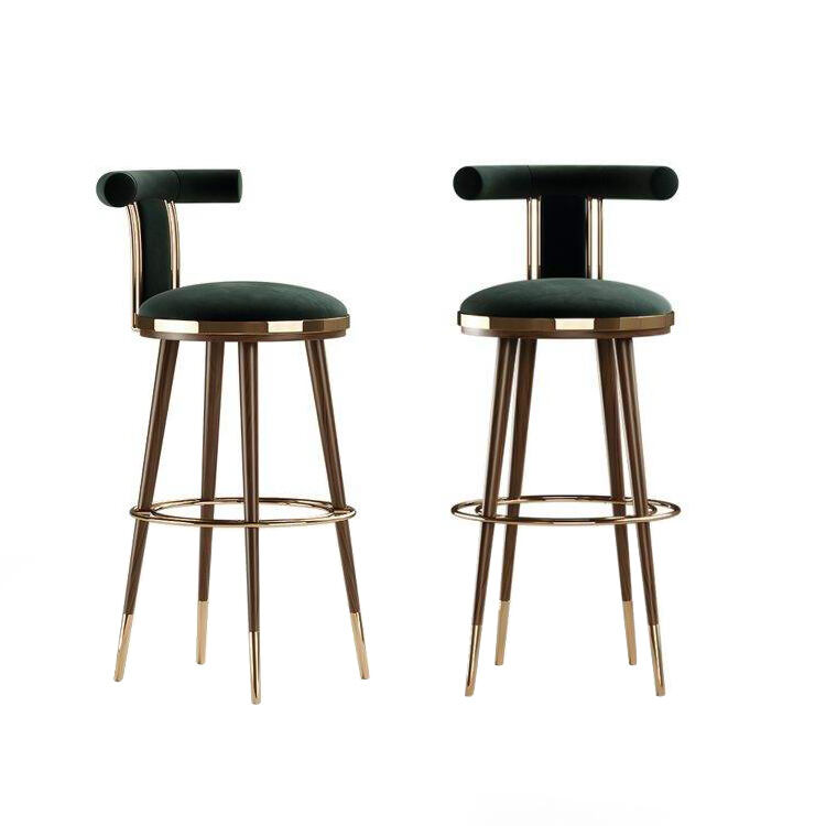 Light Luxury Solid Wood Bar Chair with Modern Design High Stool for Home Dining Club or Hotel Use