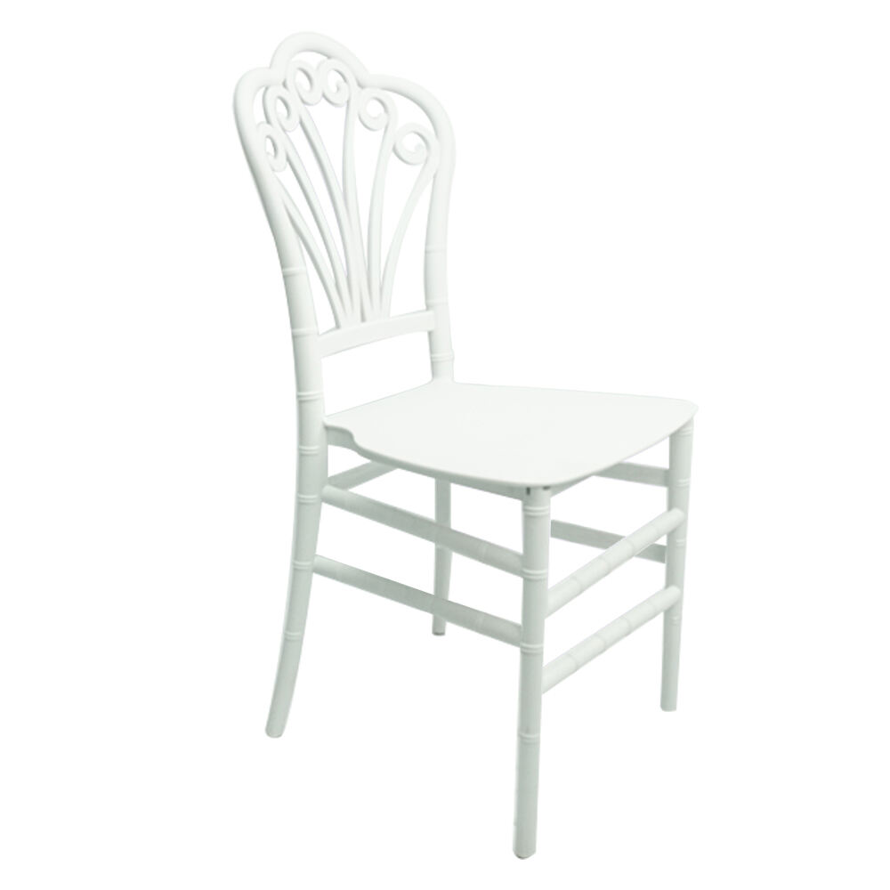 Луксузна бела златна бамбусова столица од трајног пластика за хотелску трапезарију, трговински центар или употребу напољу