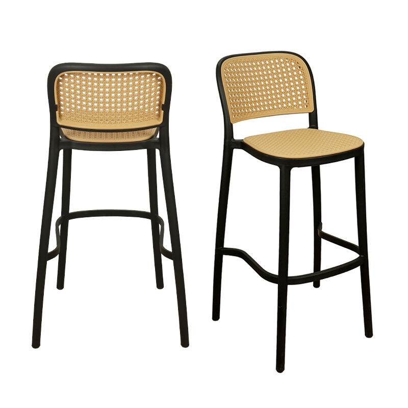 Scandinavian Design Plastic Rattan Bar Chair Versatile Furniture for Restaurant Living Room Gym Coffee Workshop Home Bar