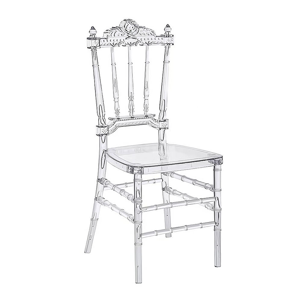 Deursigtige Haalbare Stoel met Skoon Kristal Resin Acryl Bamboo Duur Hotell Bar Bruilof Party Buite Eetkamer Geleentheid Gebruik