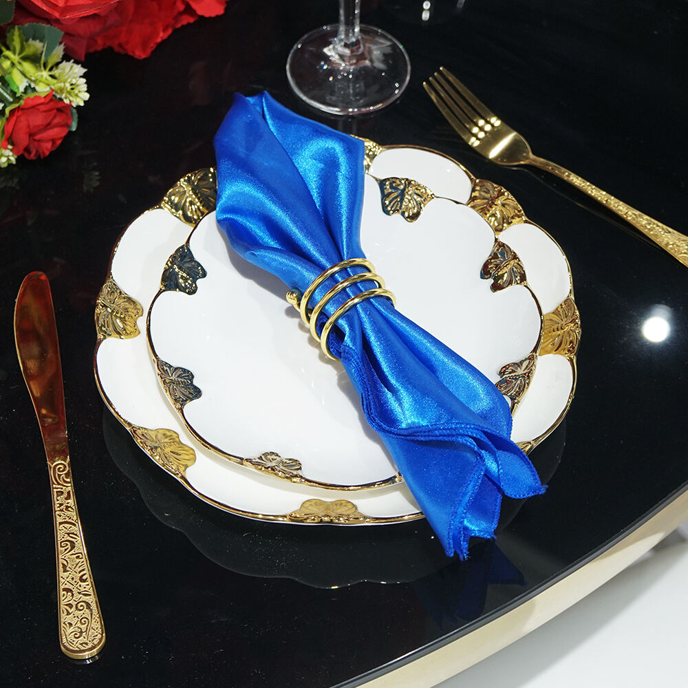 Serbet Makan Piring Meja Satin/Polyester/Sutra Mudah Dibersihkan Serbet Taplak Meja untuk Dekorasi Pernikahan