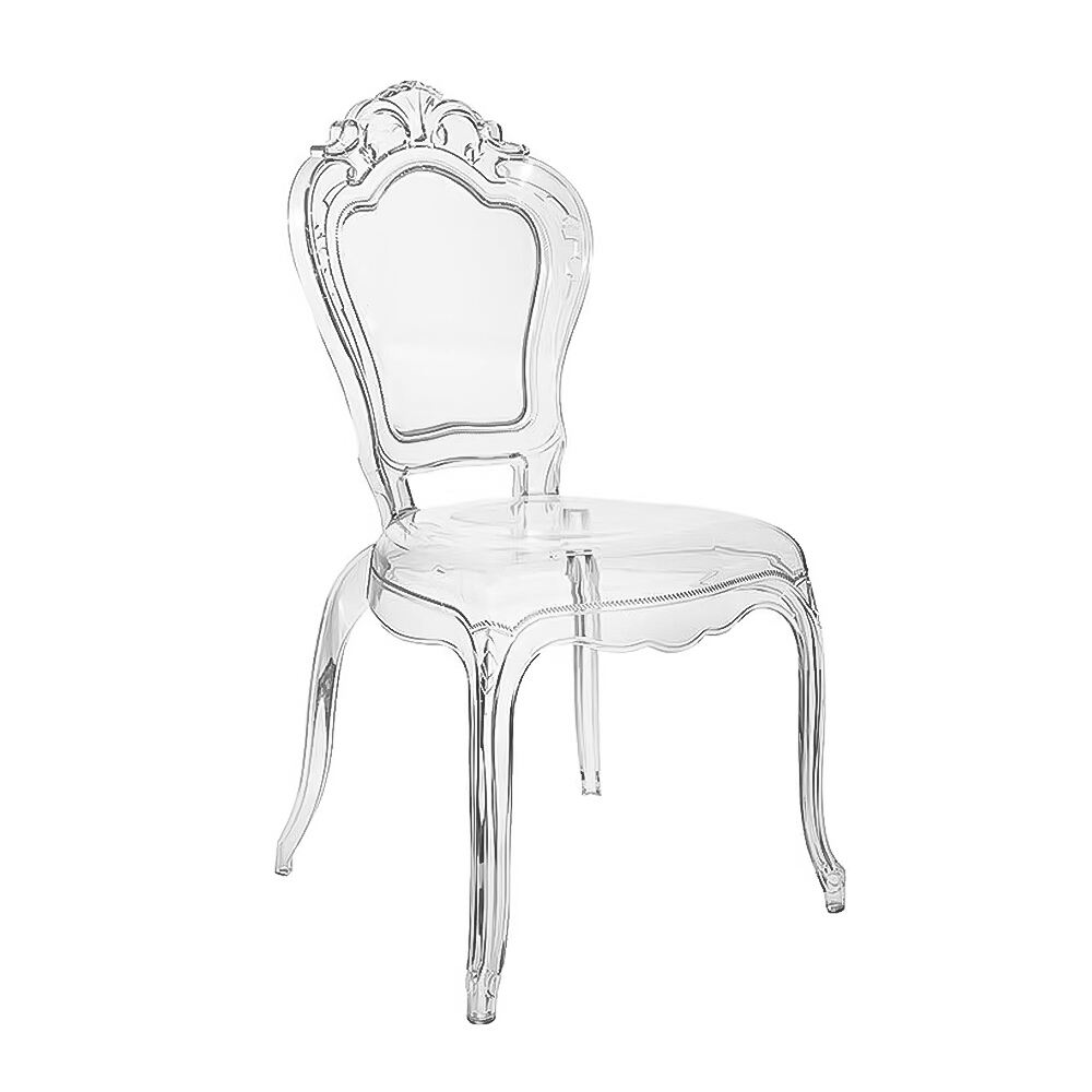 Moderne Deursigtige Helder Kristal Harde Akriliek Prinsesstoel Duurzame Plastiek Hotelmeubels Eetkamer Buitemuurs Troue Geleentheid Fees