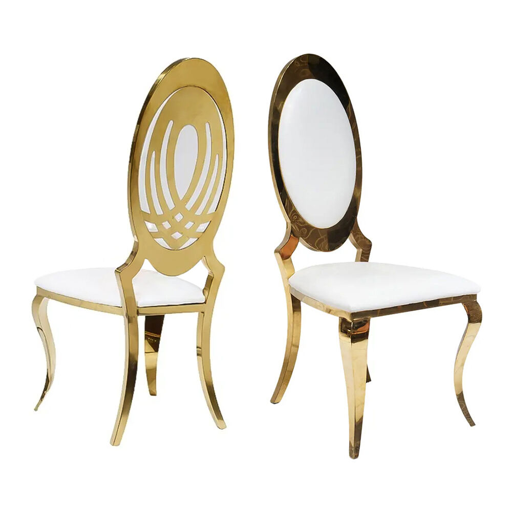 Luxe Europese gouden roestvrijstalen eetkamerstoelen voor thuis, bruiloften, evenementen, banketten – voor hotellinrichting