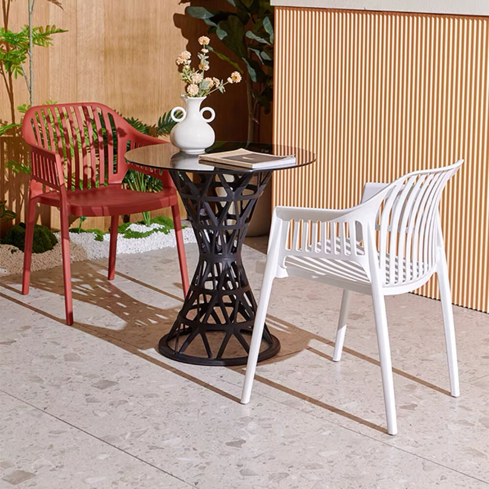 Contemporary Modern Design Round Glass Top Coffee Table with PP Legs for Home Dining and Kitchen Use or Apartment