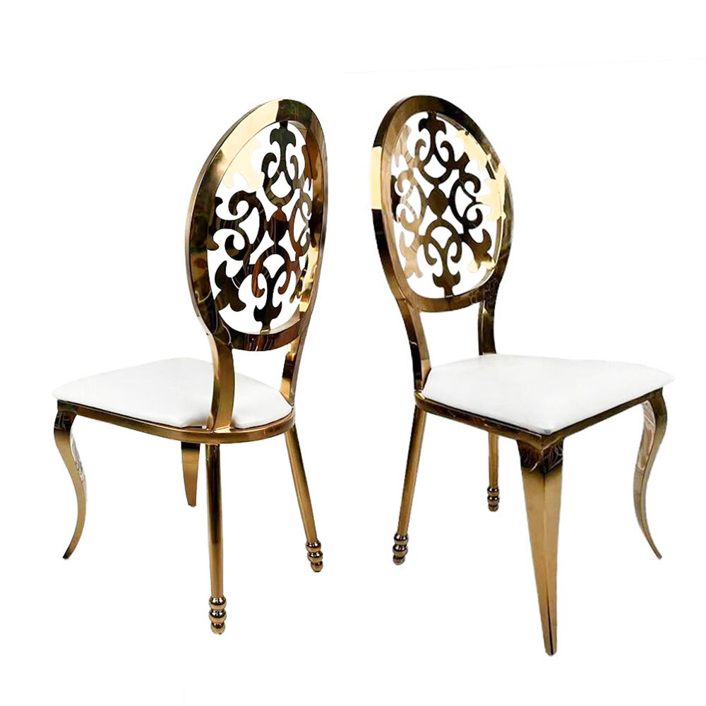 Сыйымды алтын түсті болаттан жасалған қабылдау орындығы, банкет, бар, қонақ үй, заманауи дәмхана, жылы бөлме, ашық аспан астында қолданылатын метал шаруашылық