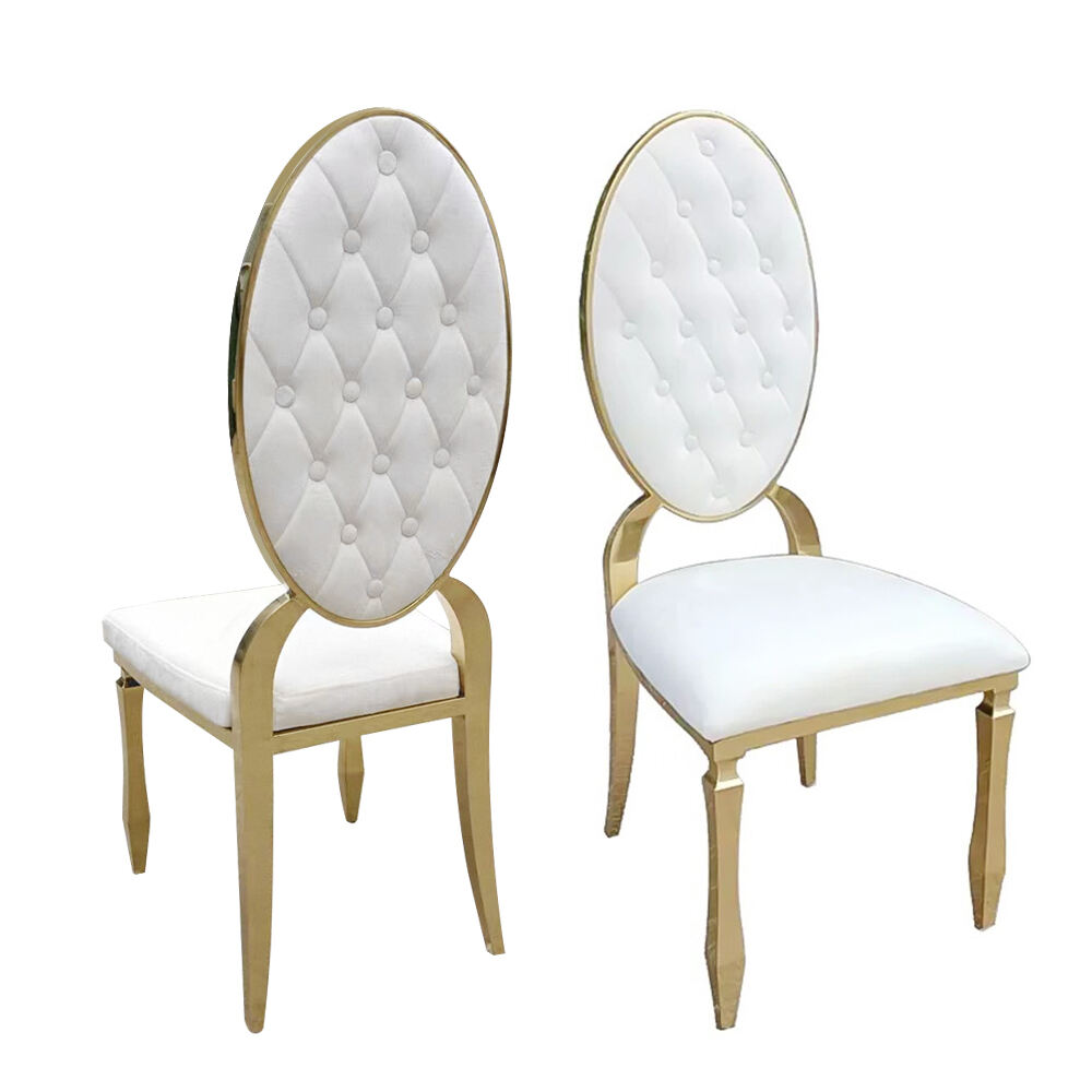 Europees Traditioneel Luxe Lederen Fluweel Gouden Kristal Armleuning Bruiloft Hotel Thuis Eetkamerstoel