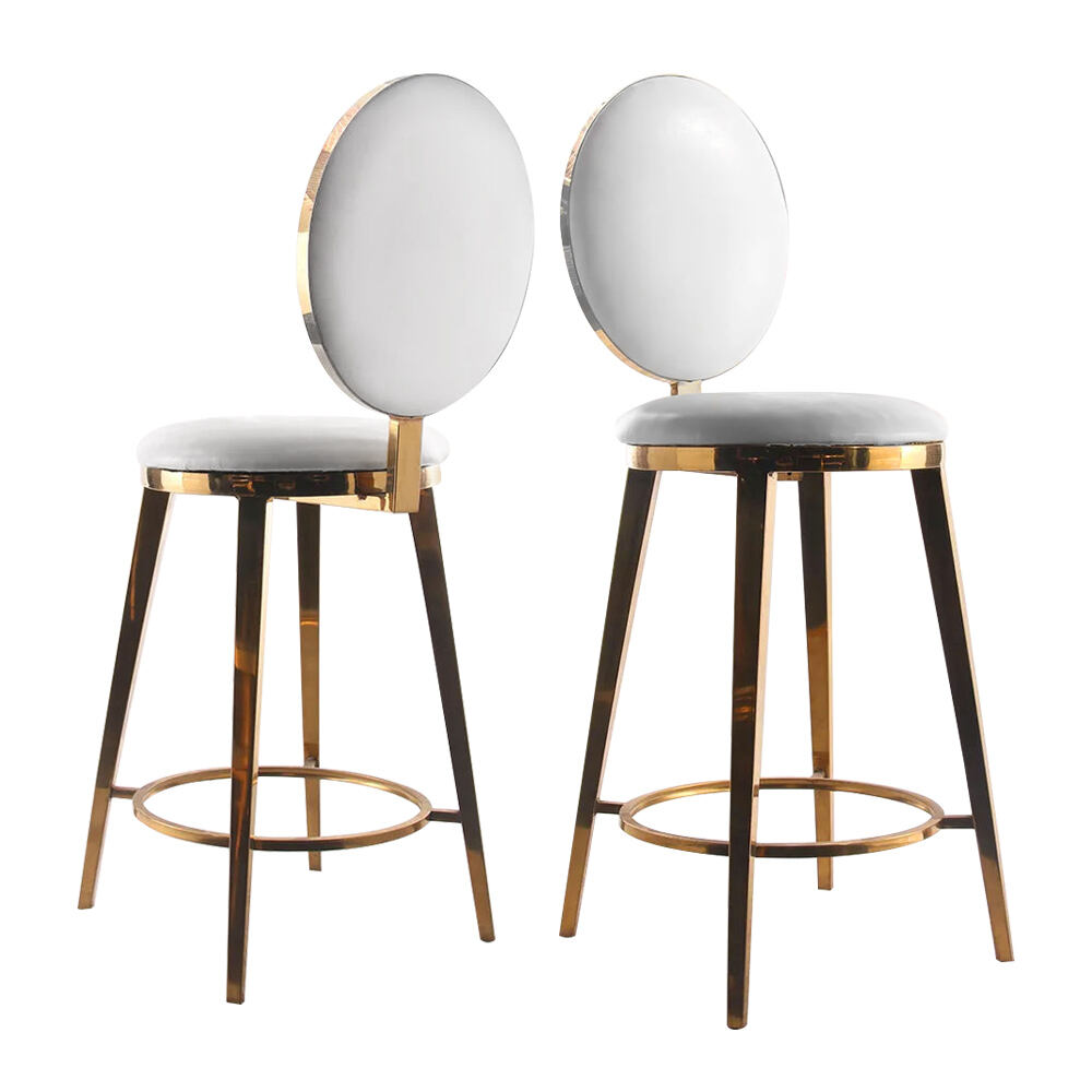 Modern Design Stainless Steel High Bar Stool Home Apartment Hotel Furniture Factory Hot Sale Back Dining Chair for Outdoor Use