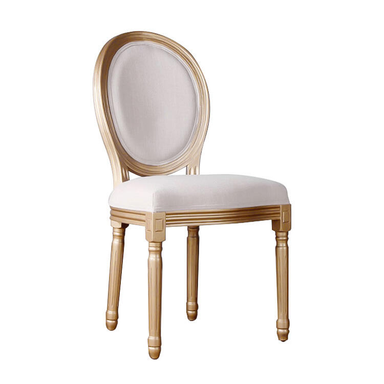 Elegant Oval Solid Wood Dining Chair with Vintage Look Upholstered Back for Home Wedding Hotel Furniture Use