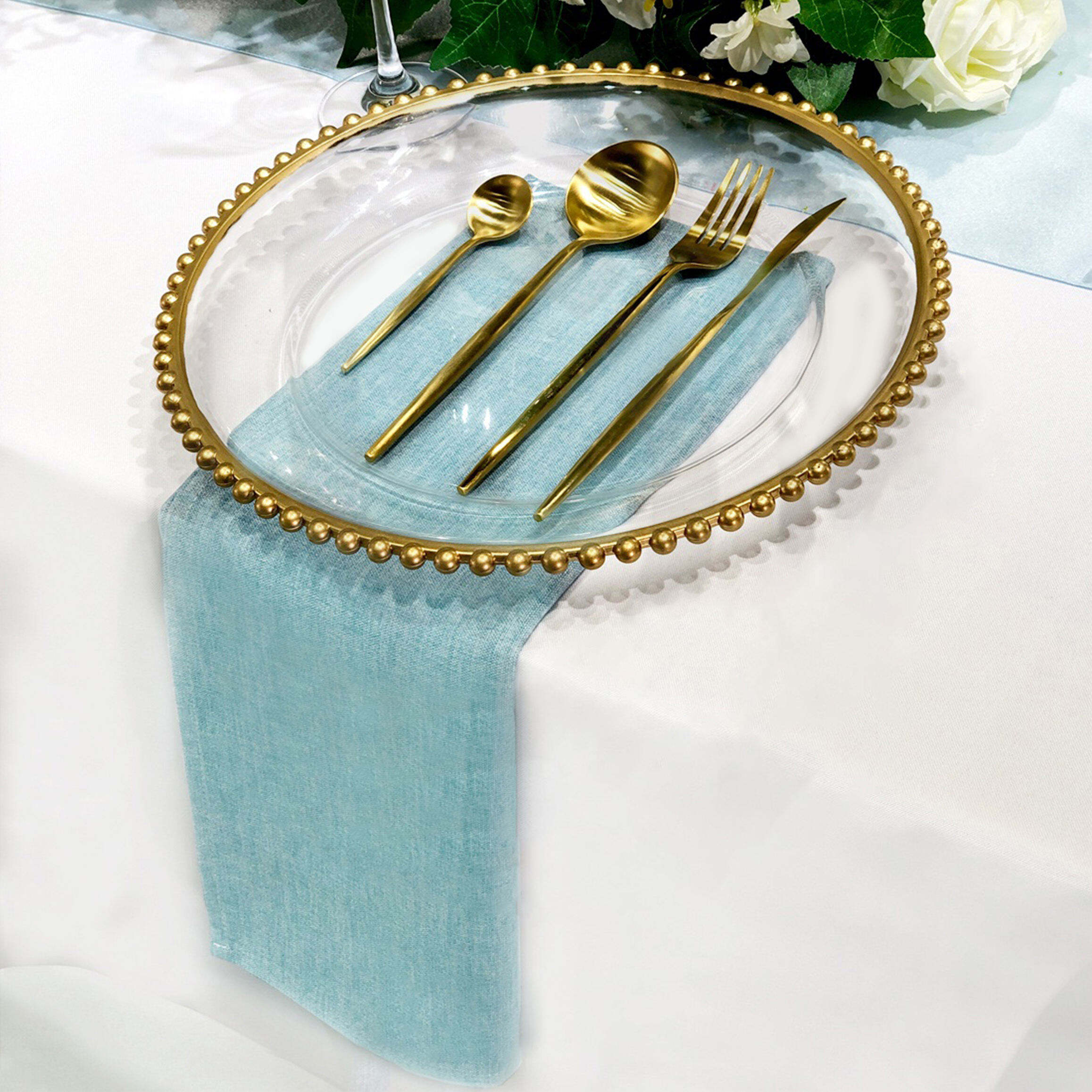 Serbet Kain Linen Rami Alami Bordir Serbet Meja Makan Hotel Pernikahan untuk Makan Malam