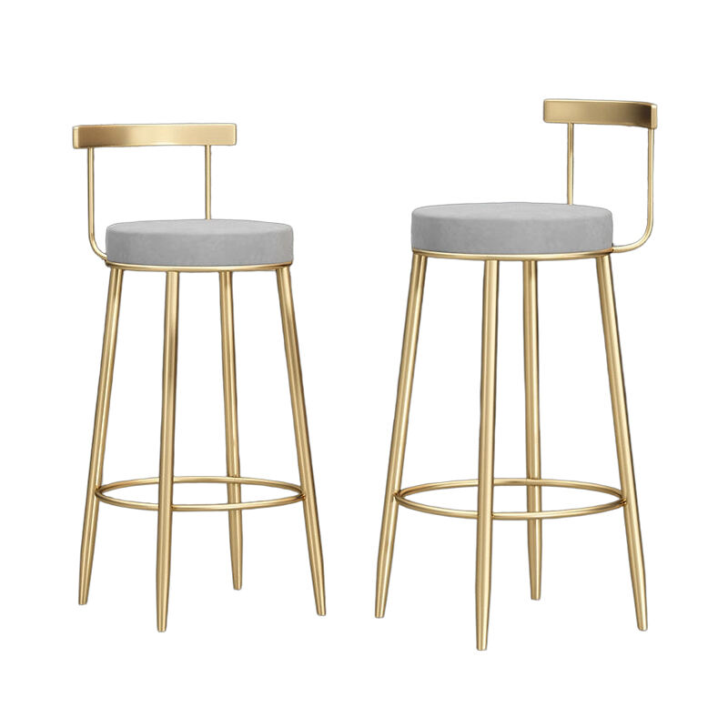 Modern Simple Iron Bar Stool High Backrest Commercial Grade Steel Frame Round Pattern for Milk Tea Shop & Home Bar Use