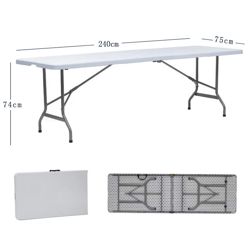 Portable Adjustable 240cm*75cm Aluminum Folding Table with Durable Plastic for Outdoor Camping Hiking Picnics