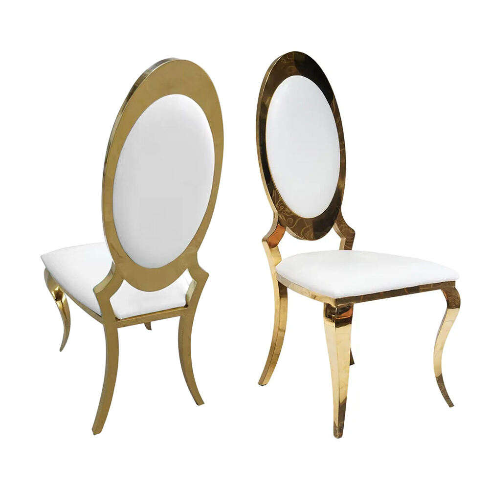 Moderne gouden roestvrijstalen eetkamerstoelen voor evenementen, binnen en buiten gebruik in hotels, bruiloften, appartementen – voor woonkamer, slaapkamer