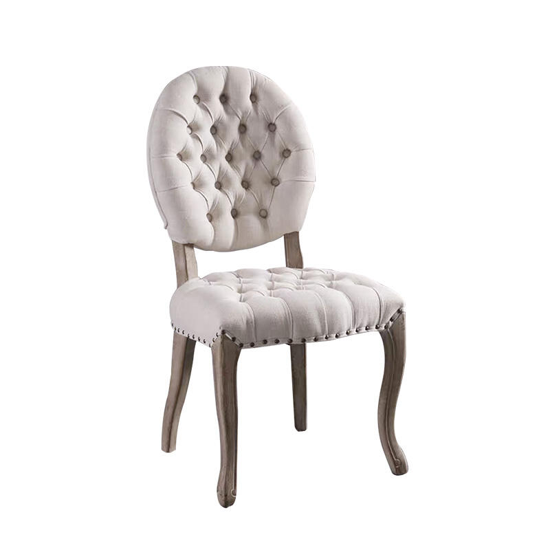 French Style Button Back Solid Wood Cafe Restaurant Chair Upholstery Vintage Wooden Classic Dining Chair for Events
