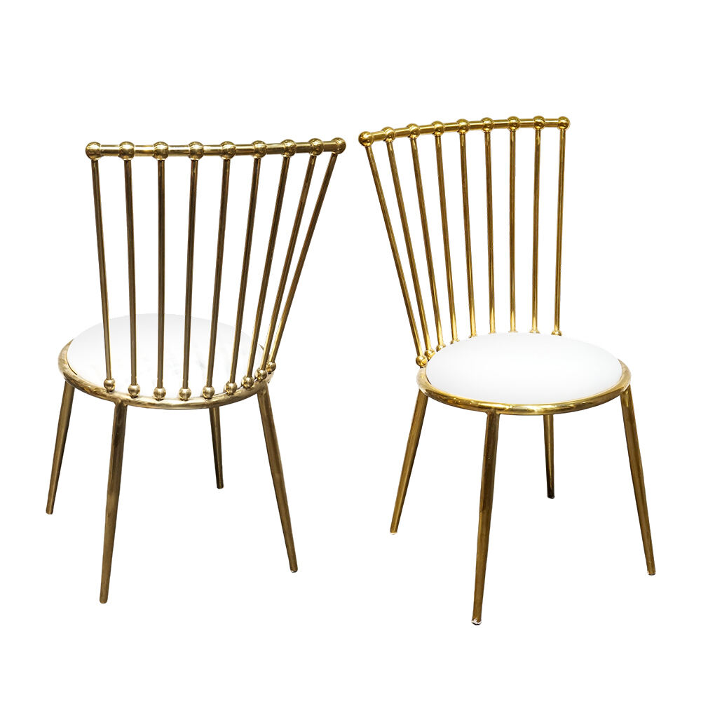 Заманауи алтын түсті болаттан жасалған тамақ ішу үшін арналған орындық, қолдануға берік металдан жасалған, сәнмен қапталған патша тақ отырғышы, қонақ үйлерге, романтикалық интерьерлерге, отыру бөлмелеріне, мерекелер мен шараларға арналған