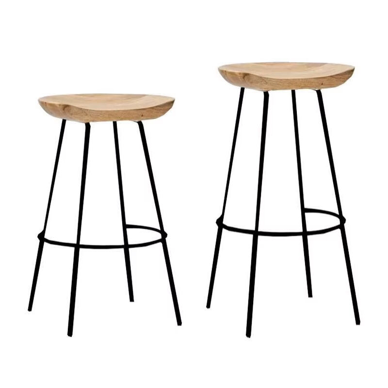 Nordic Modern Design Solid Wood Bar Stool Home Coffee Shop Living Room Restaurant High Chair for Cashier Ins High Stool