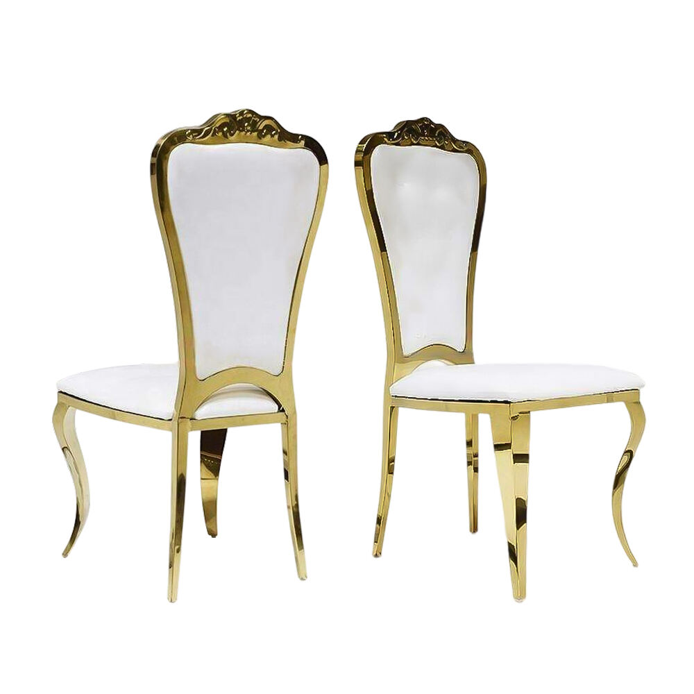 Modern Luxury High Back Dining Chairs Gold Stainless Steel Durable Metal Material for Home Kitchen Restaurant Hotel Event Use