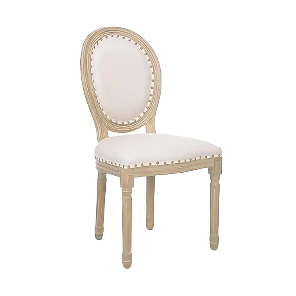 Kursi Makan Kayu Solid Gaya Vintage Louis dengan Sandaran Berlapis Kain Empuk untuk Perabot Hotel di Ruang Tamu atau Dapur